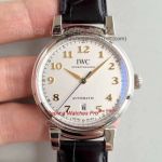 Copy IWC Schaffhausen Portofino Watch 40mm SS White Dial Black leather 